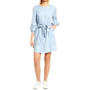 Caslon Chambray Baby Blue Belted Utility Dress